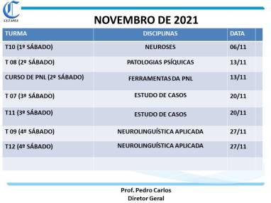 CRONOGRAMA NOVEMBRO 21