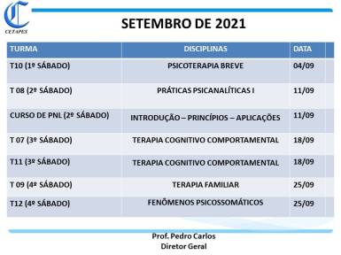 CRONOGRAMA SETEMBRO - 21