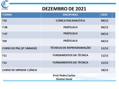 CRONOGRAMA DEZEMBRO 21